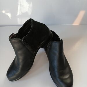Naot Helm Black Leather and Suede Ankle Booties